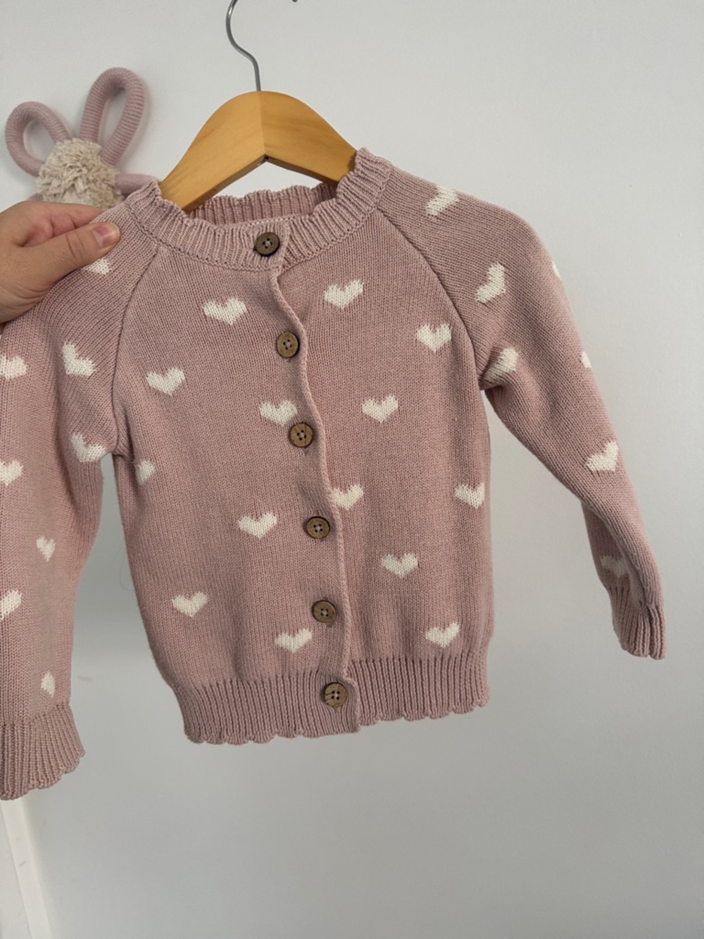 Jamie Kay Heart Knit Cardigan - Dusty Pink